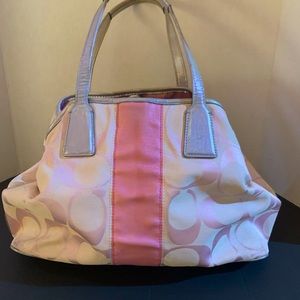 Coach Jacquard Iridescent Pink & Silver Handbag